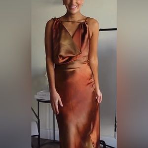 Satin effect print dress from Zara